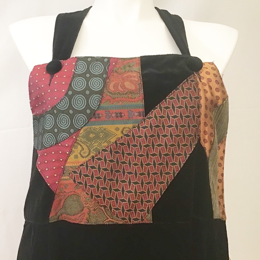 CANVASBACKS I  XL Multi colored black velvet dress - Picture 3 of 9